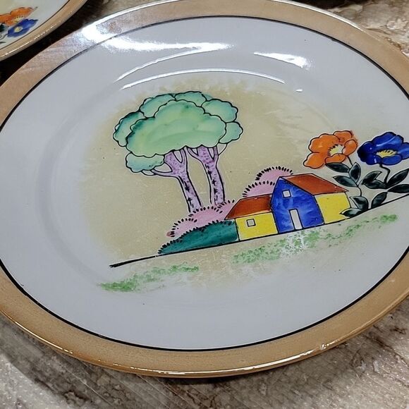 VINTAGE HANDPAINTED TEA SET (5) MADE IN (OCCUPIED) JAPAN TEA POT MISSING - Picture 4 of 8